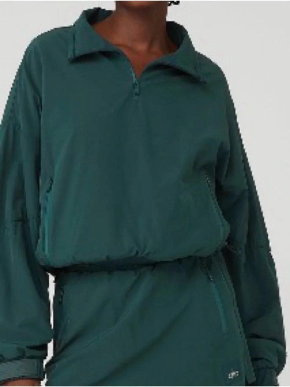 Alo yoga cropped elevation cover up, XS midnight green